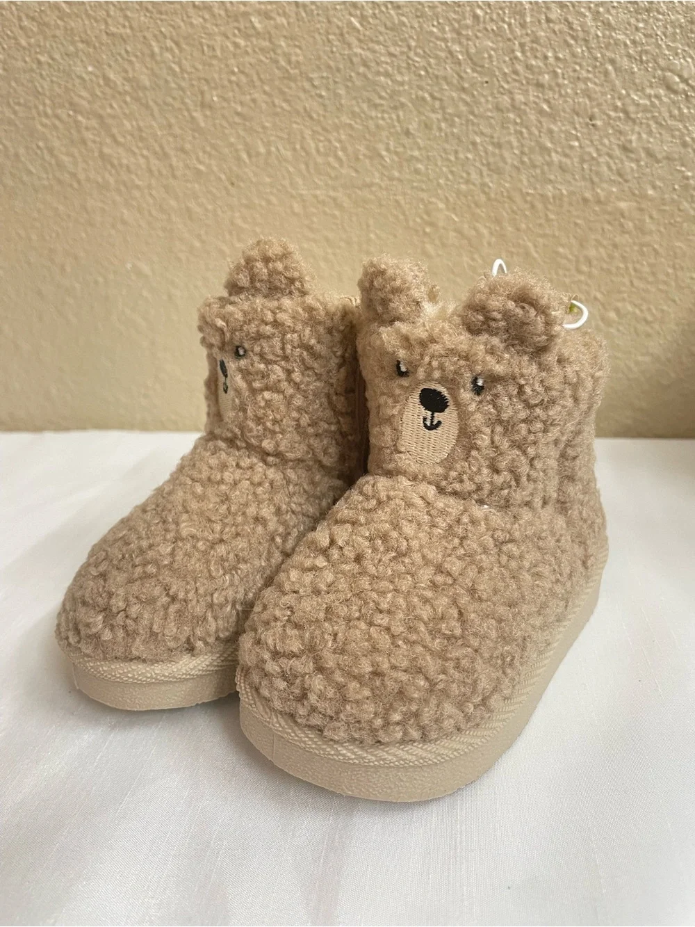 First Steps by Stepping Stones Baby Faux Fur Teddy Bear Zipper  Boots